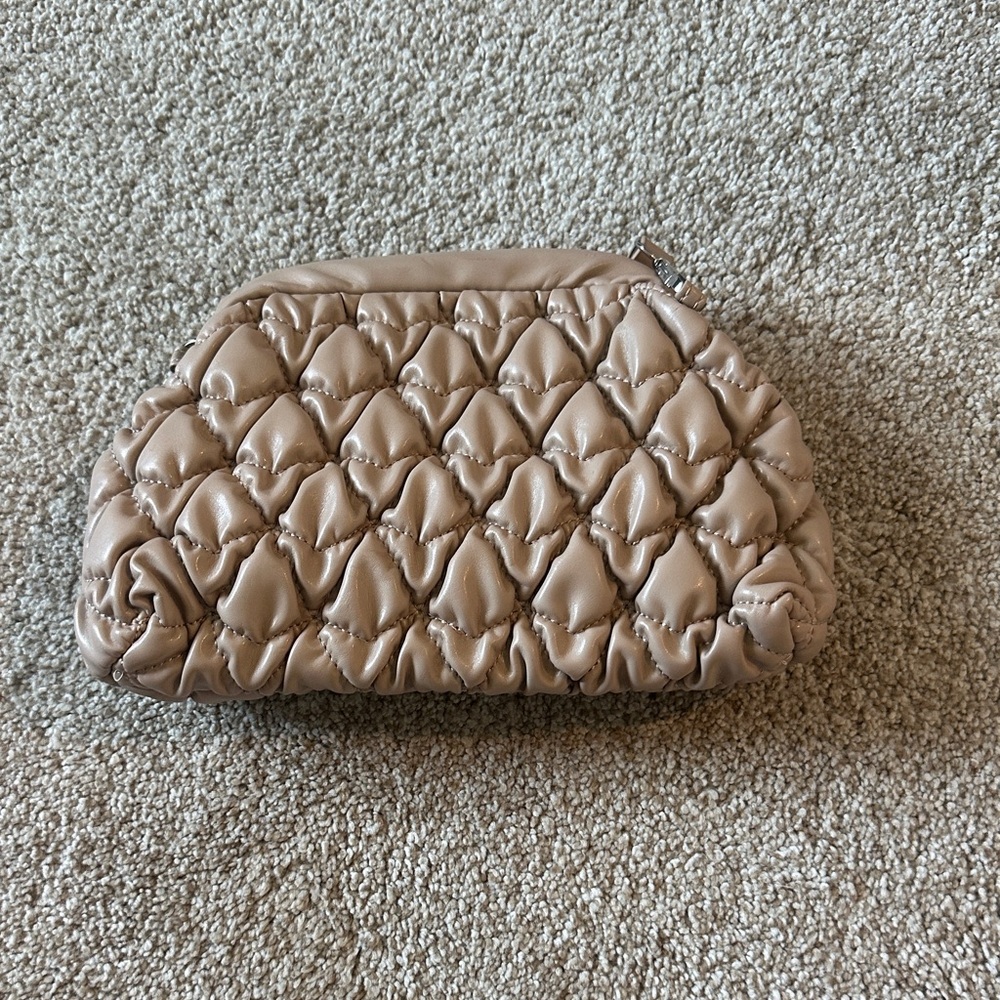 Forever21 Quilted Leatherette Clutch in Taupe